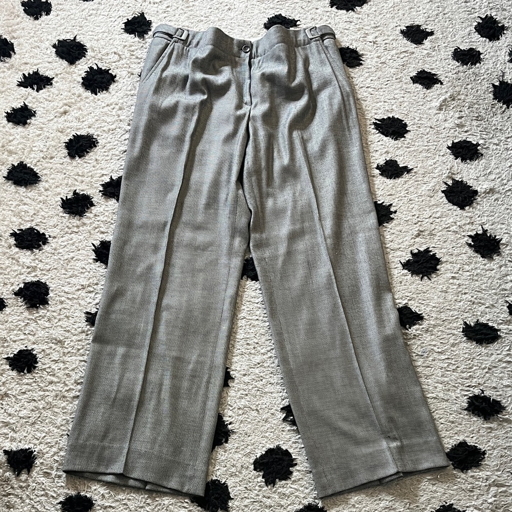 Armani Collezioni sz 8 Light Gray Dress Pants w/ unique buckle on sides of pants